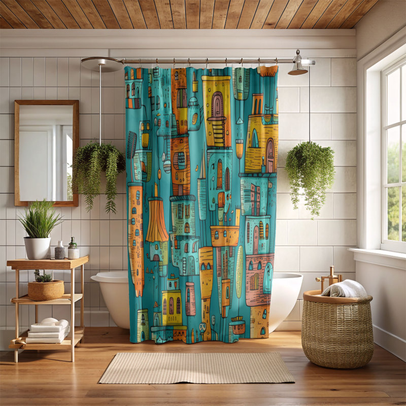 Rideau de douche Blithe City - Premium, H 74 po x l 71 po