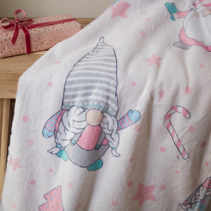 Christmas Festive Gnomes Cosy Fleece Blanket Throw
