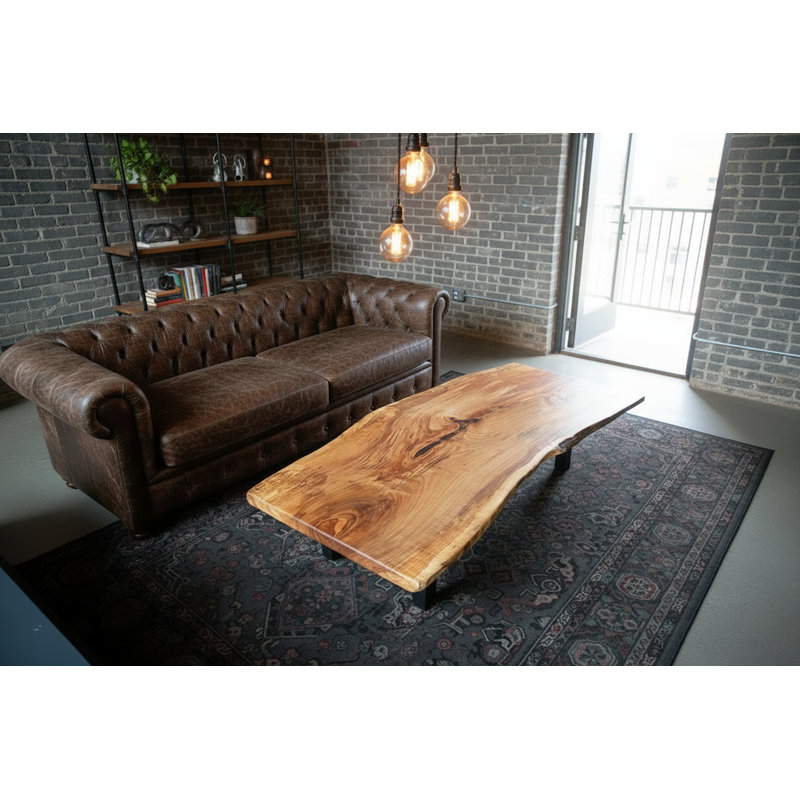 Table basse personnalisable en bois franc d'érable, 24", 48", Épingle à cheveux noire - 16 po