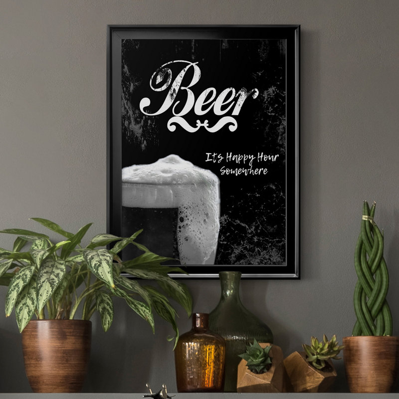 Bière - art textuel sur toile encadré, Noir, H 22,5 po x l 30,5 po x P 1,5 po