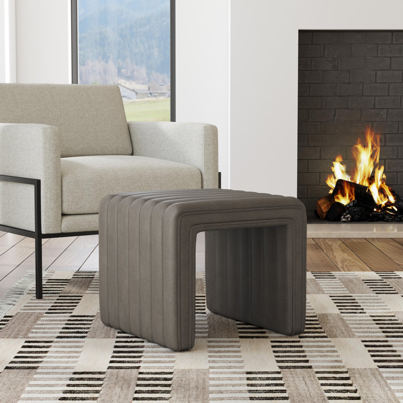 Askolds Modern Channel Ottoman, Gray