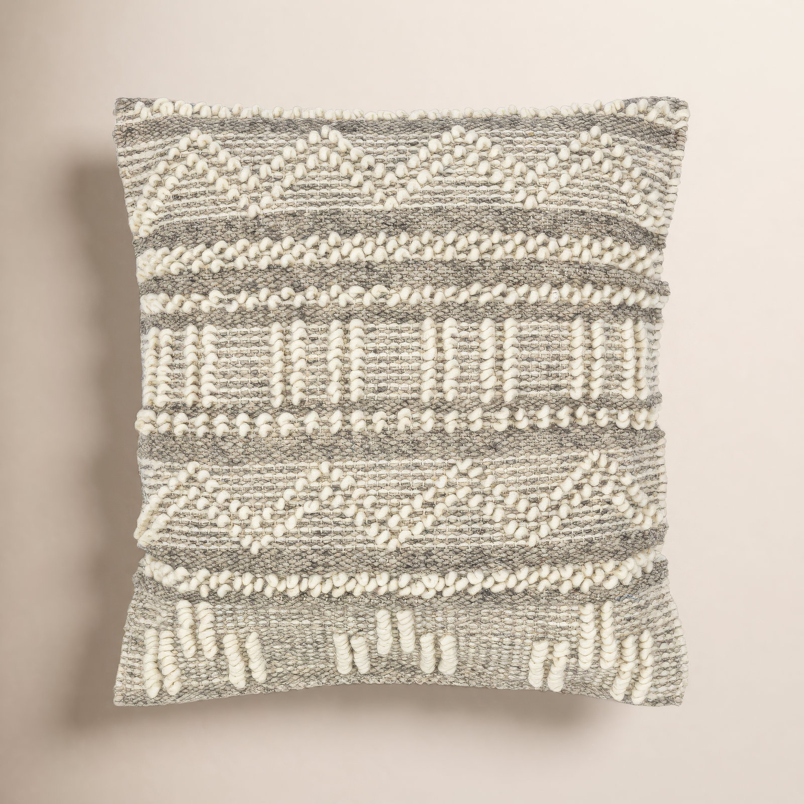 Reni Geometric Wool Throw Pillow, 22"H x 22"W, Down