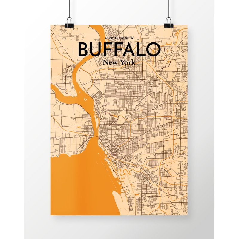 Buffalo City Map - No Frame Print, 60.2 cm H x 27.9 cm W