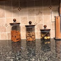 Acacia Kitchen Top Glass 3 Piece Kitchen Canister Set