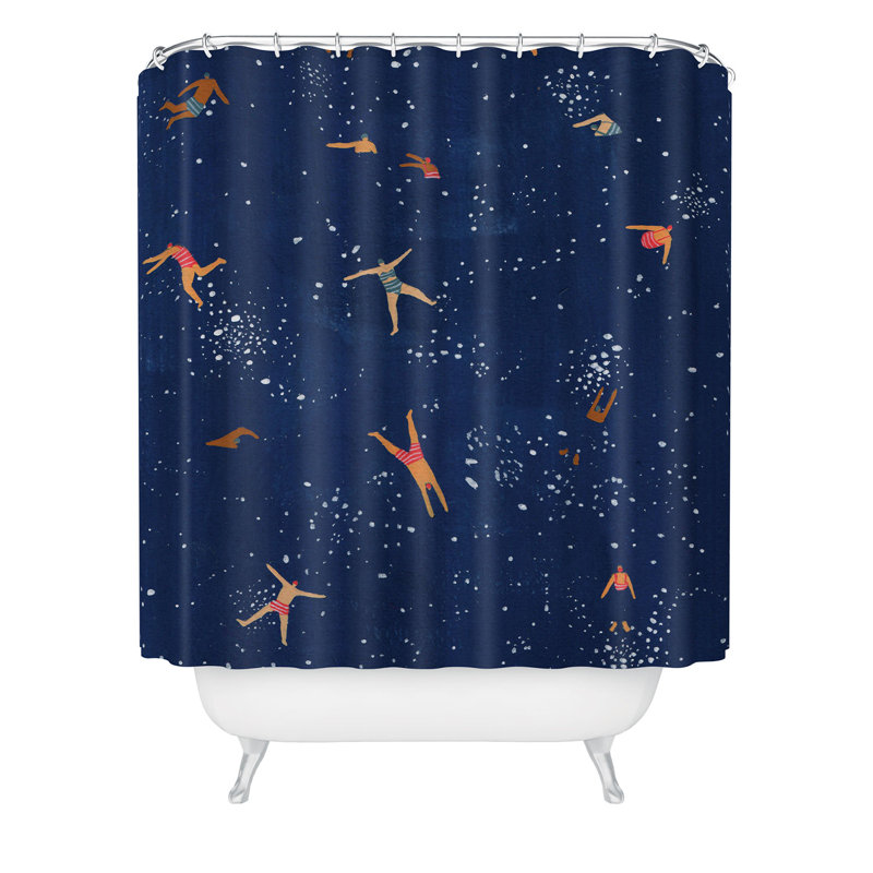 Rideau de douche Ninola Design, Bleu marine / abstrait