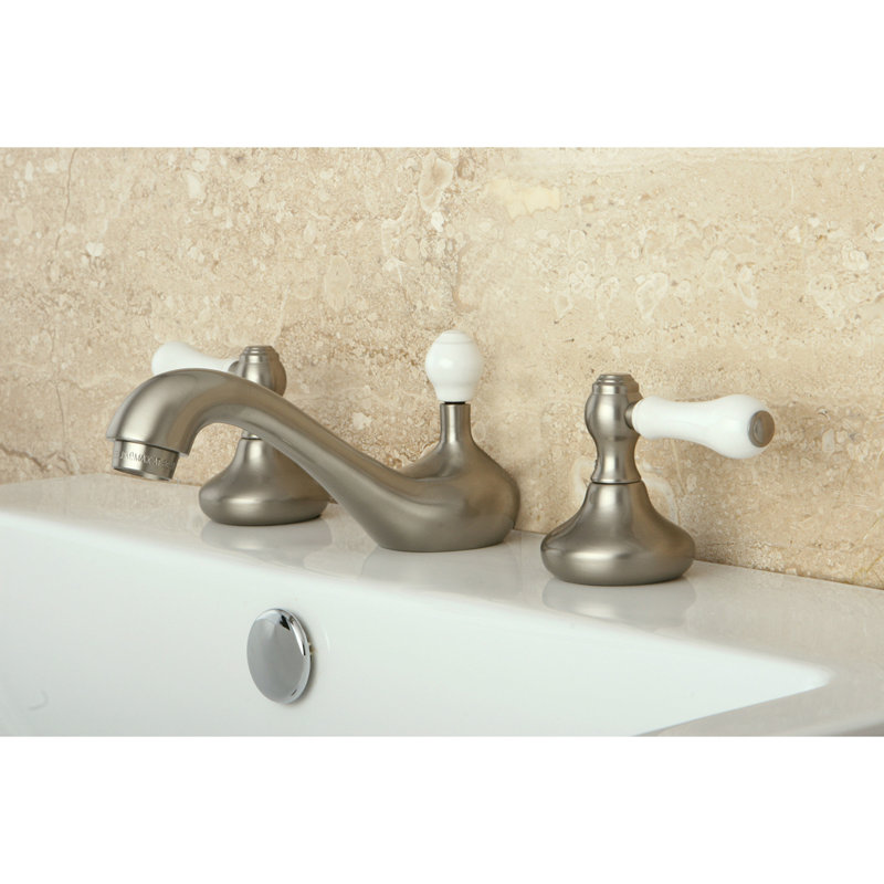 Kingston Brass Two-Handle 3-Hole Deck Mount Widespread Bathroom Faucet with Retail Pop-Up Drain