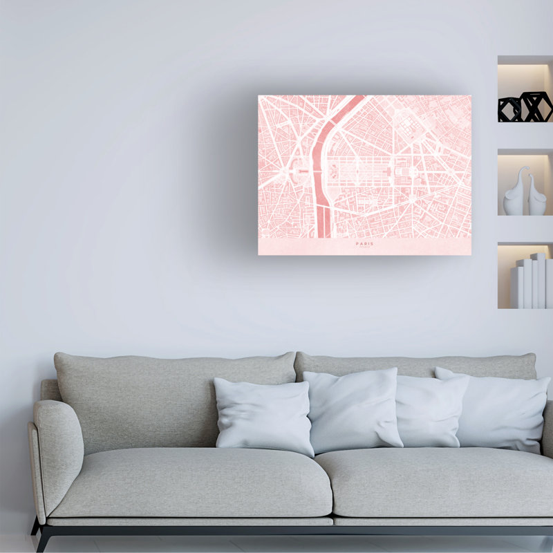 Art urbain sur toile, carte de Paris II, L 19 po x H 14 po
