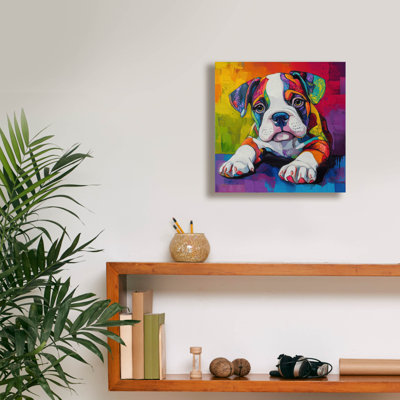 Toile épique Graffiti «Wouf American Bully» par Rich Monet, 12 po x 12 po