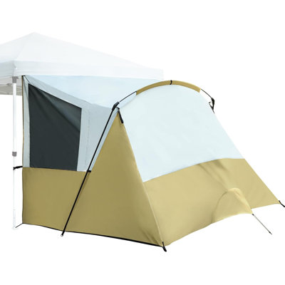 Camping Side Tent For Pop Up Canopy, Easy Setup Water-resistant Camping Tent Attachment For 10' Wide Canopy, Fit 2 Person, Khaki (frame/shelter Not Included)