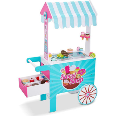 Ensemble de jeu en bois Lil 'JUMM Sweet Treats, chariot de crème glacée pour enfants avec plus de 20 cornets