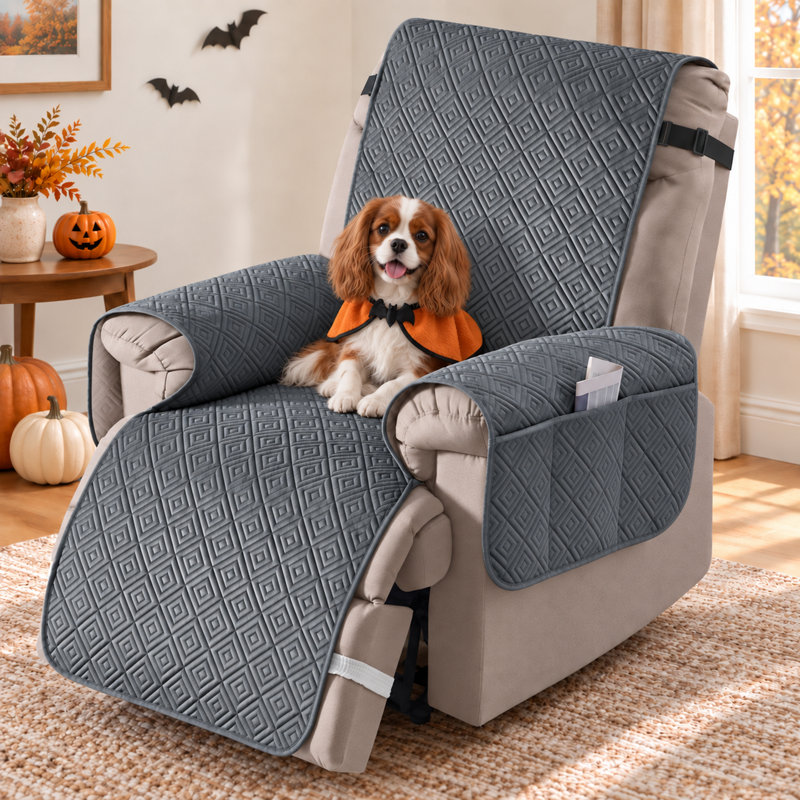 Housse pour fauteuil inclinable avec coussins en T en velours Wildee, Petit l 23 po, Velours brun chocolat