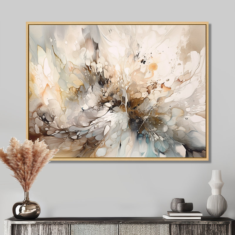 «White and Grey Geometric Profondeurs I», reproduction d'art sur toile géométrique abstraite - impression d'art mural minimalisme