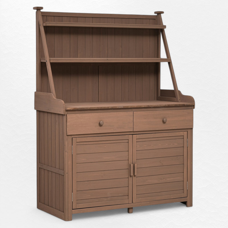 Banc de rempotage d'extérieur en bois de sapin, Brun