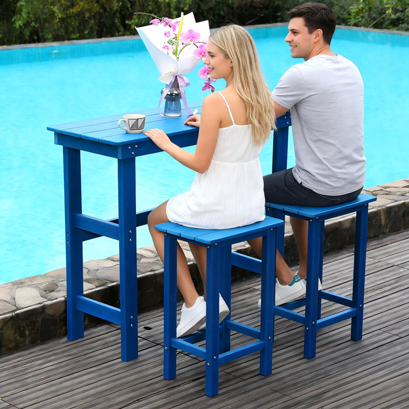 Ensemble de table et de chaises de bar d'extérieur en PEHD pour pelouse et jardin