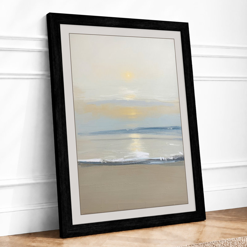 Golden Shore Coastal - Framed Print, A2 - 59.4 x 42.0 cm, Black