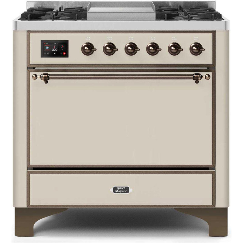 Majestic II 36" 3.5 cu.ft. Freestanding Dual Fuel with Griddle and Convection Oven, Natural Gas, White/Copper