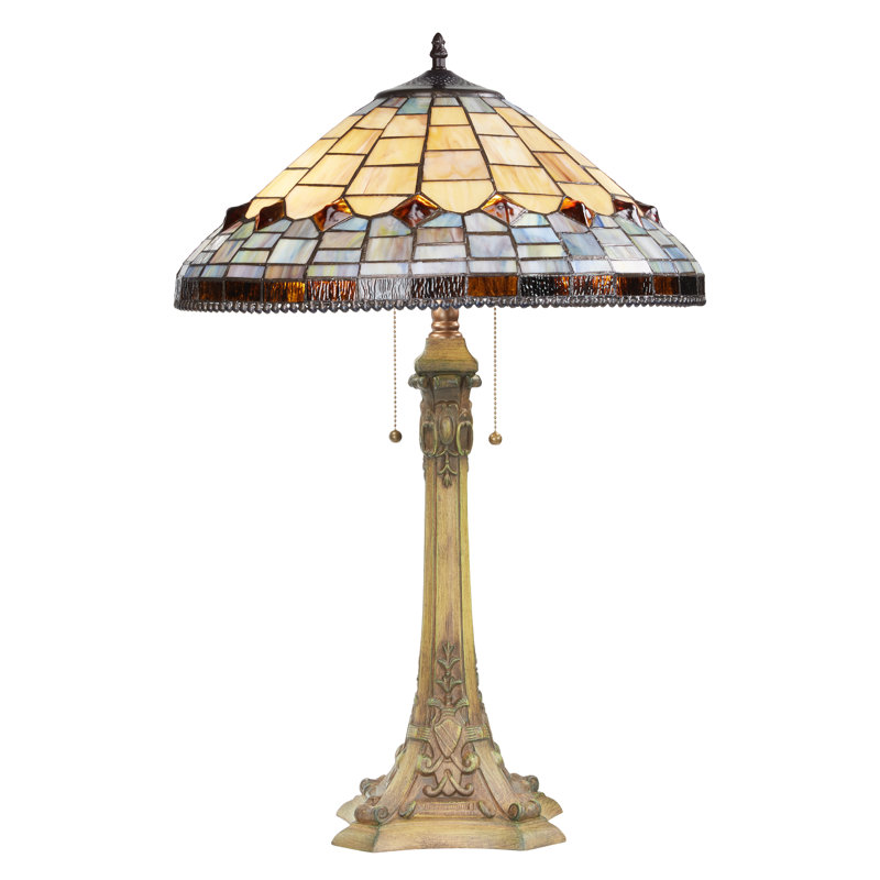 Ariana 26.75" Tan Tiffany Stained Glass Candlestick Table Lamp