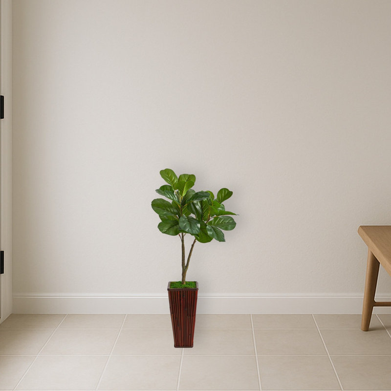 Fiddle Leaf Fig Artificial Tree in Bamboo Planter