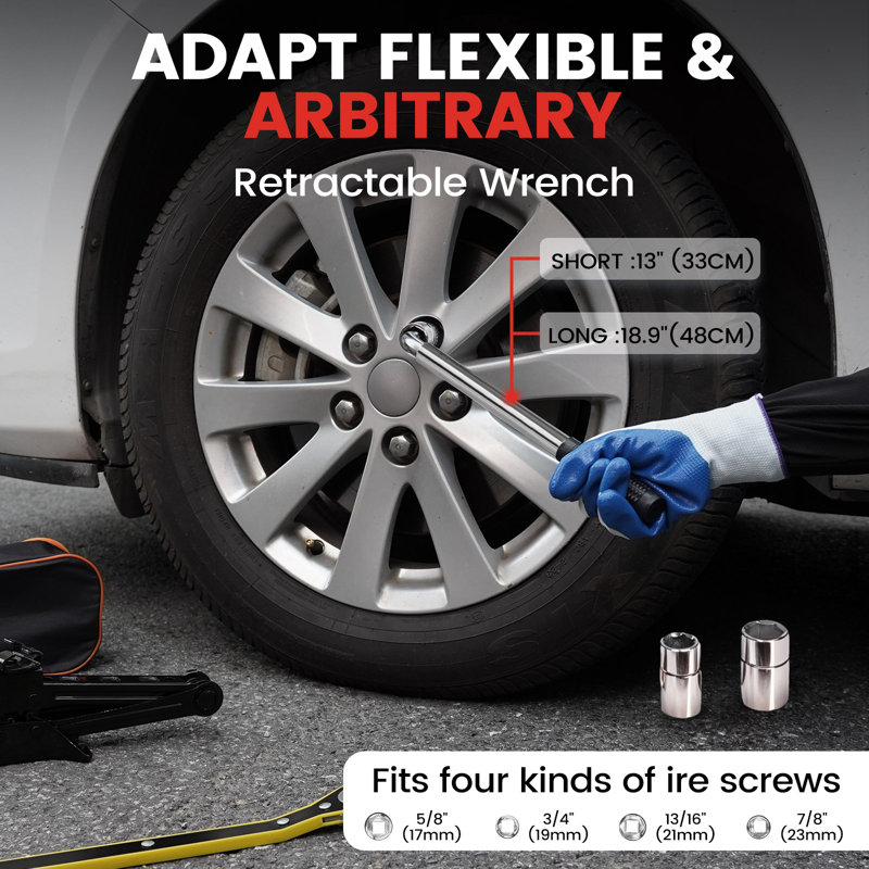Black Steel 2 Ton Scissor Car Jack Kit with Lug Wrench