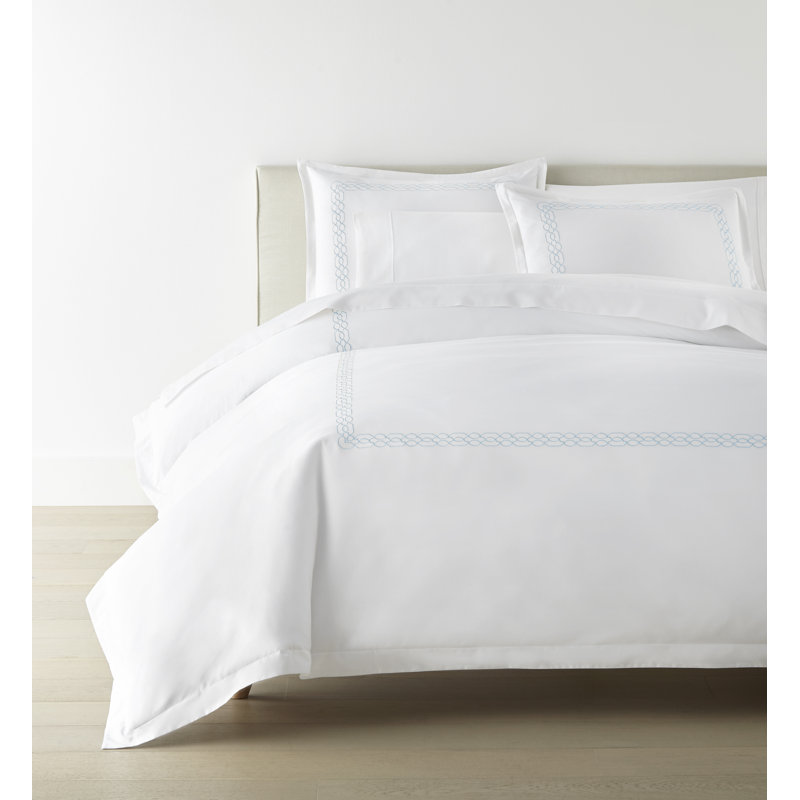 CLASSIC EMBROIDERED QN DUVET SET FILIGREE SKY, Sky, King Duvet Cover