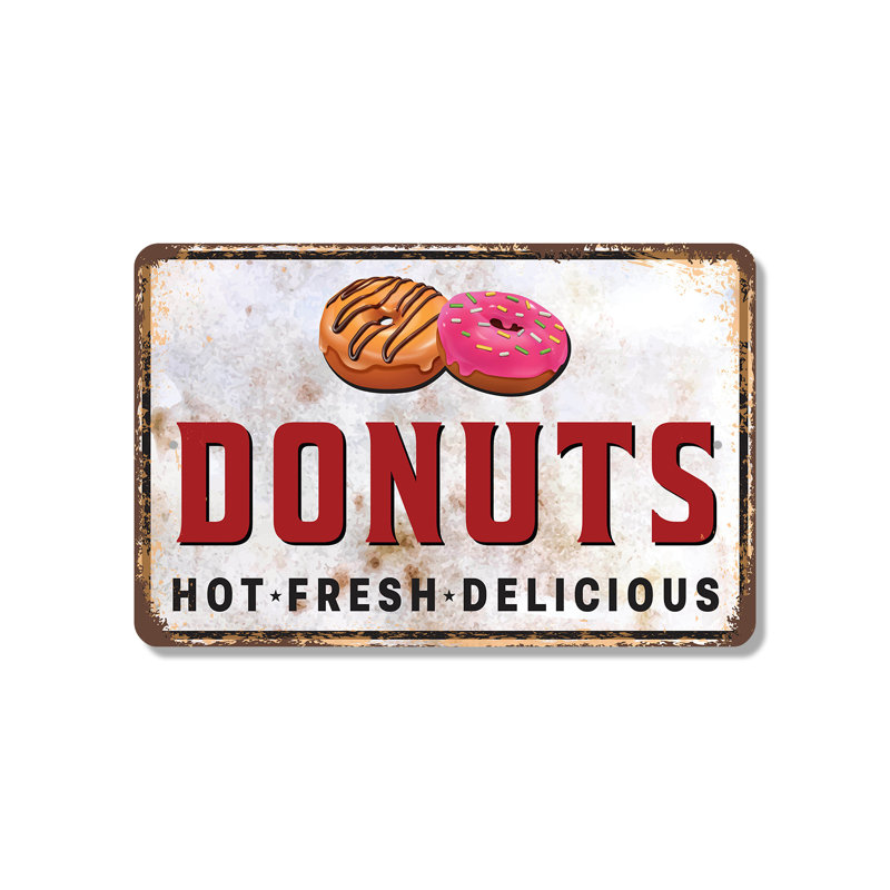 Enseigne en plastique 10 po x 14 po Donuts, H 10 po x l 14 po x P 0,1 po
