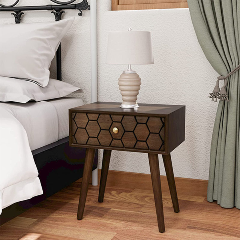Table de chevet en bois massif Ezabelle
