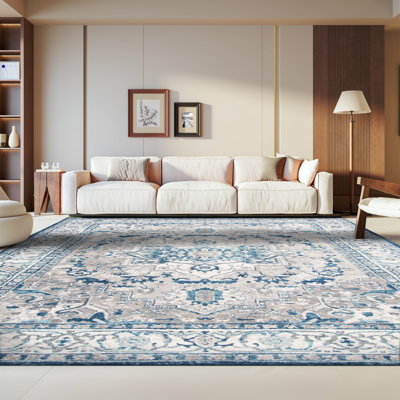 Aurich Light Grey/Blue Oriental Rug