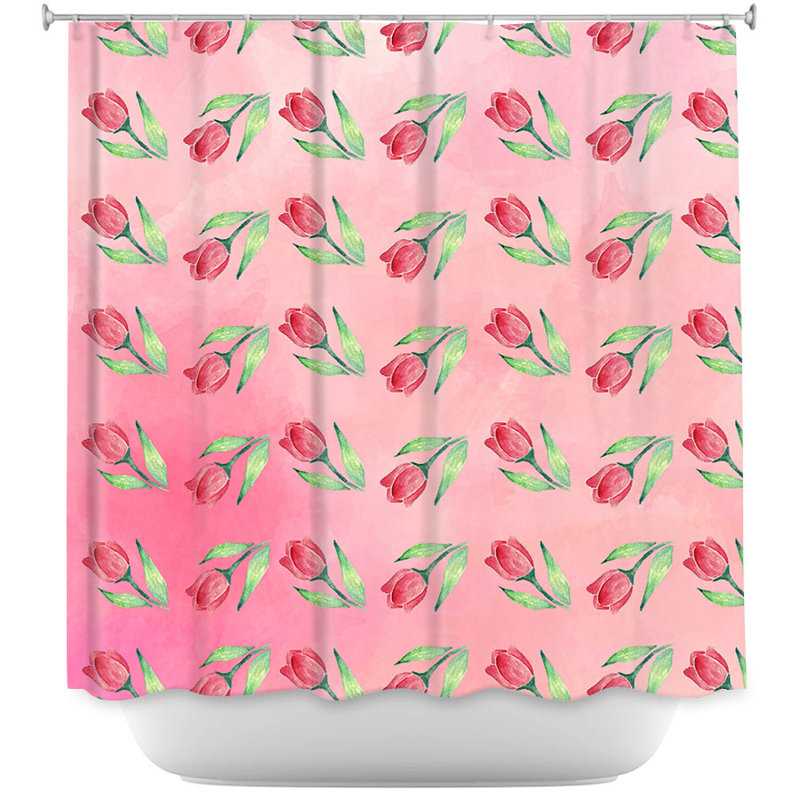 Rideau de douche simple tulipes