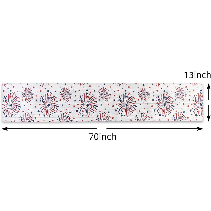 Patriotic Red White and Blue Linen Table Runner