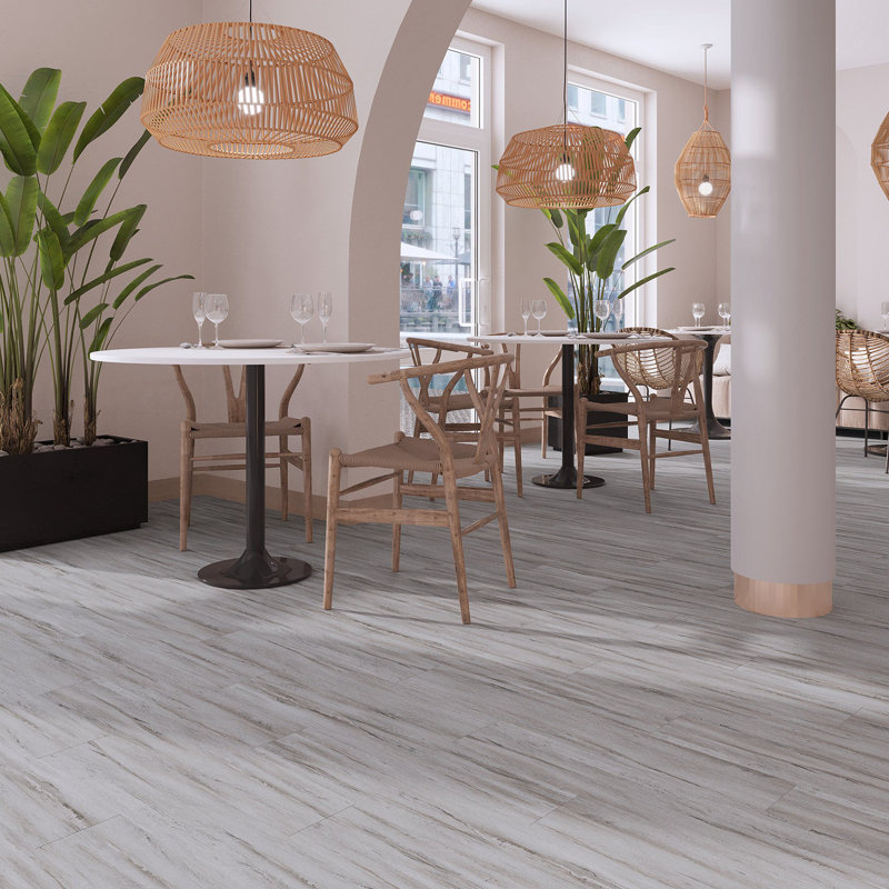 GlueCore Pres 12mil x 6" W x 36" L Snowcap Glue Down Luxury Vinyl Plank Flooring