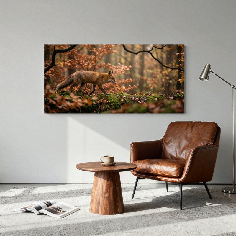 Forêt de renard, reproduction d'art sur toile, ensemble de 1, Wrapped Canvas, 58“W x 28”H