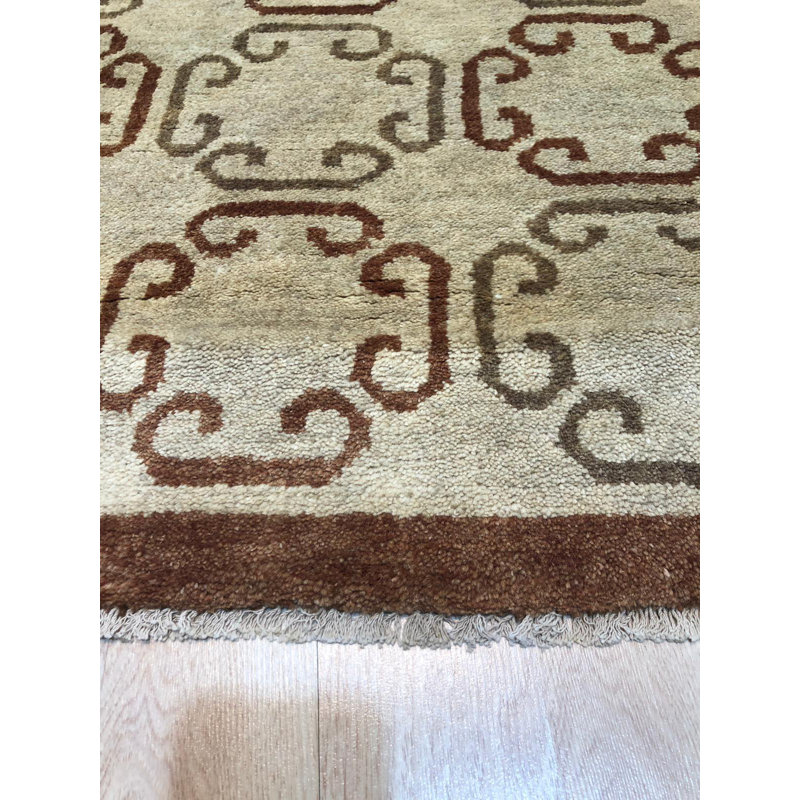 Tapis brun clair en laine noué à la main Bradford, Rectangulaire 8 pi x 10 pi
