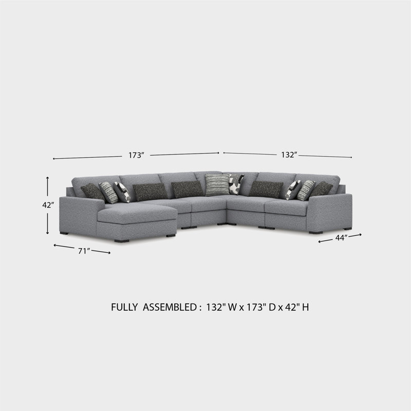 Canapé modulaire avec méridienne 6 pièces Cantin, Orienté à droite, H 41 po x l 134 po x P 174 po