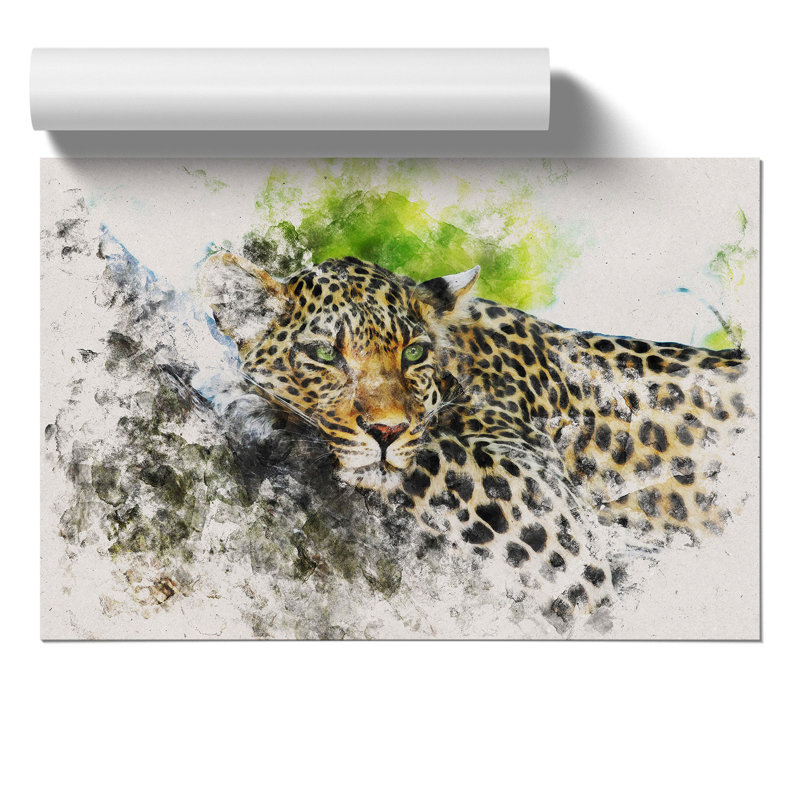 Leopard Watercolour - Frameless Print, 59cm H x 84cm W x 0.1cm D