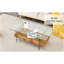 Table basse flottante Ectangular, pieds en verre de couleur bois, pieds en verre naturel-340420375