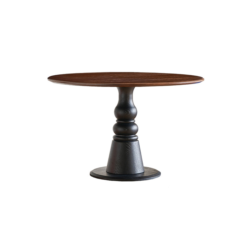 Brown Black Round Solid Wood Dining table, 29.53" H x 31.5" L x 31.5" W