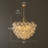 38'' Gold Bubble Ball Chandelier, Extra Large Mid Century Pendant Light with 14 E12 Bulbs, Hand Blown Swirled Glass Globes, Modern Cluster Globe Ceiling Light Fixture for Dining Room, Living Room-124809528