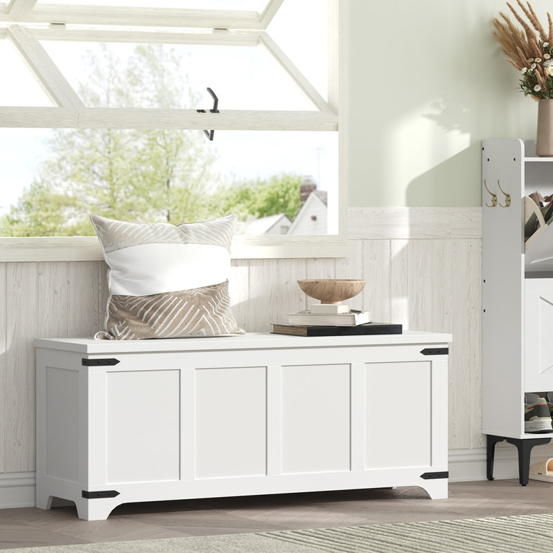 Coffre de rangement 47,2 "avec 2 charnières de sécurité, Blanc