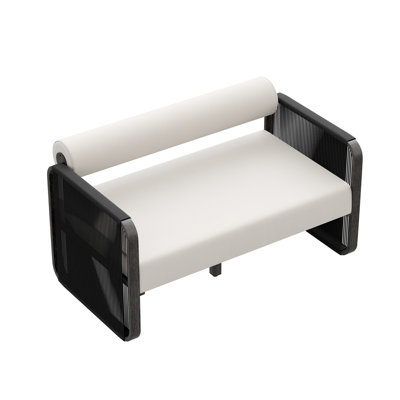 Outdoor Aluminum & HDPE Wicker Loveseat With Sunbrella Cushions
