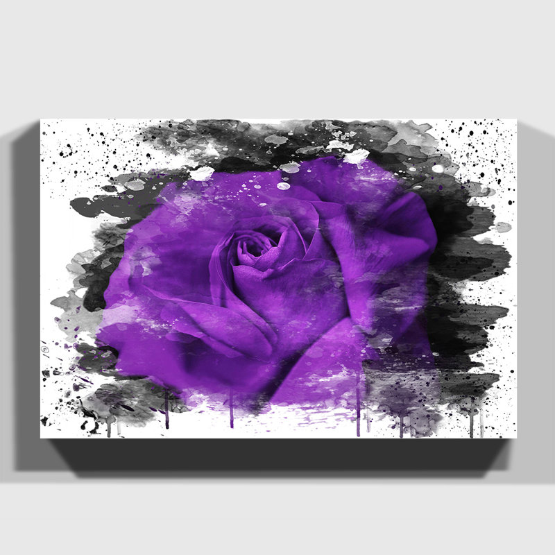 Flower Purple Rose - Wall Art, 50cm H x 76cm W, Wrapped Canvas