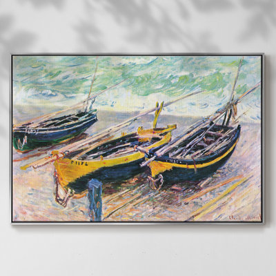 Quai d'Étretat (trois bateaux de pêche), reproduction sur toile par Claude Monet