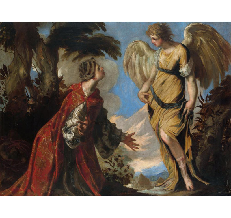 «Hagar and the Angel» par Francesco Maffei - Art mural sur toile tendue avec châssis, H 40 po x l 28 po