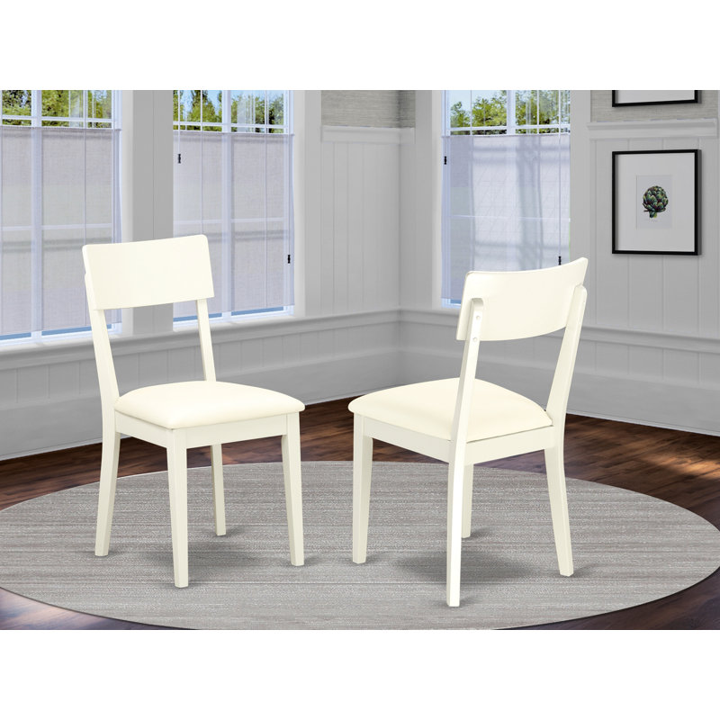Andi Dining Chairs - Faux Leather Dinette Chairs, Set of 2, Linen White