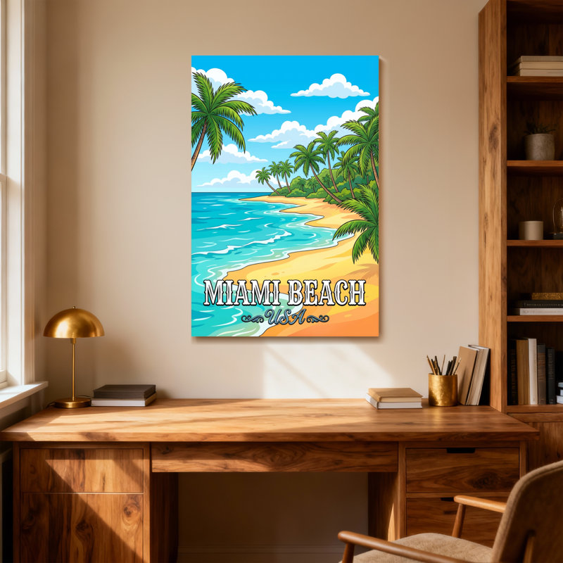 Scène et paysage urbain, Miami Beach, États-Unis, paradis tropical, H 30 po x l 20 po