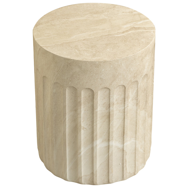 Table d'appoint Zenvio Modern Sculptural Fiberstone avec base festonnée, Blanc