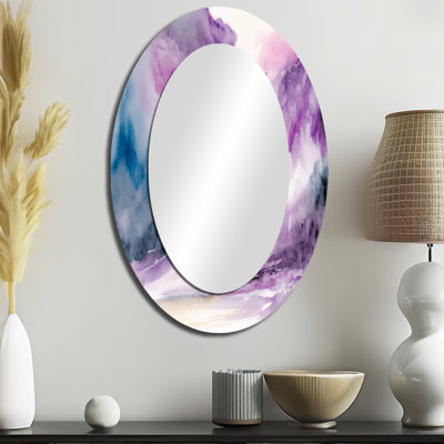 Violet Violet At the Horizon II - Miroir mural ovale moderne mauve
