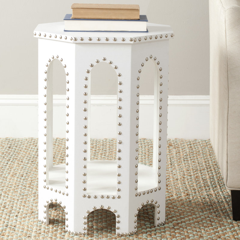 Zane End Table, White Croc