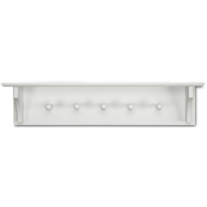 Atlanta 24'' Wide 5 - Hook Wall Mounted Coat Rack with Shelf, White