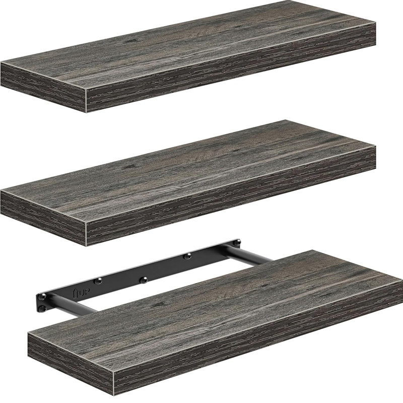 Floating Shelves, 3 Pcs, Grey
