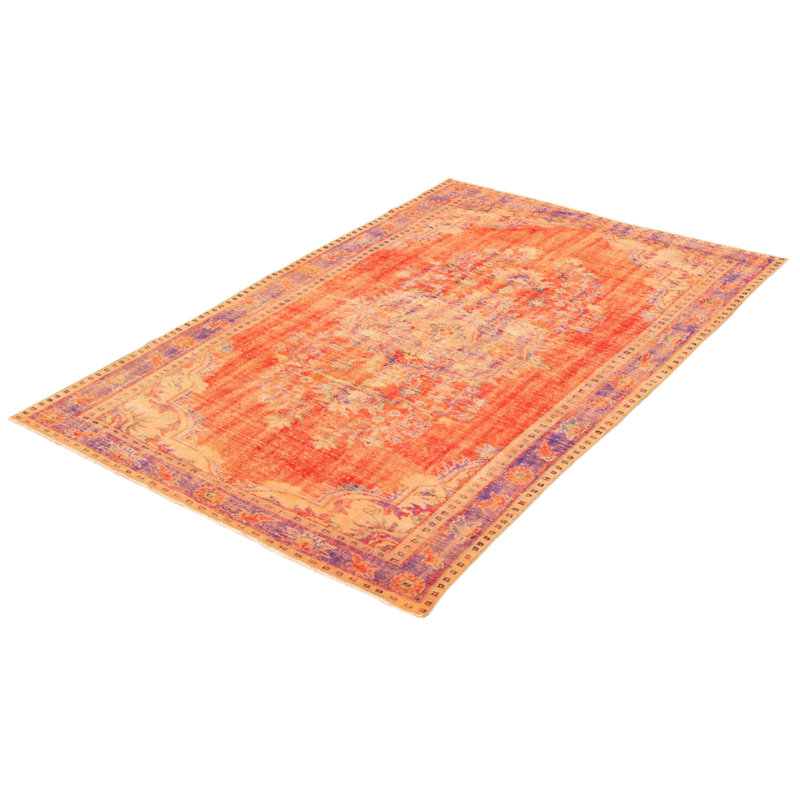 Tapis unique en laine noué à la main style années 1990 de 5 pi 11 po x 8 pi 10 po Montey